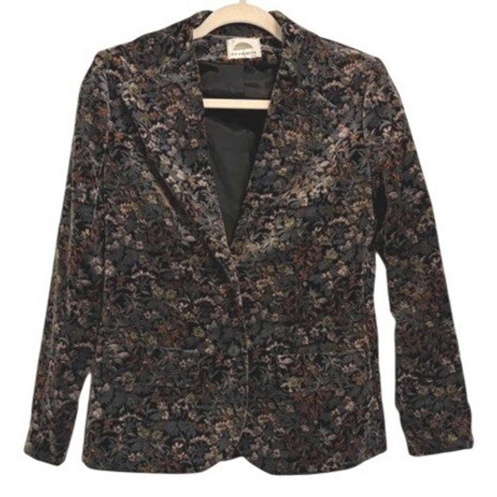Vintage FA Chatta Floral Velvet Tapestry Blazer Size S